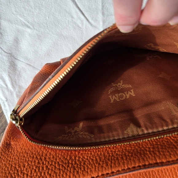 MCM Vibrant Orange Shoulder Bag with Gold Chain - Picture 11 of 15